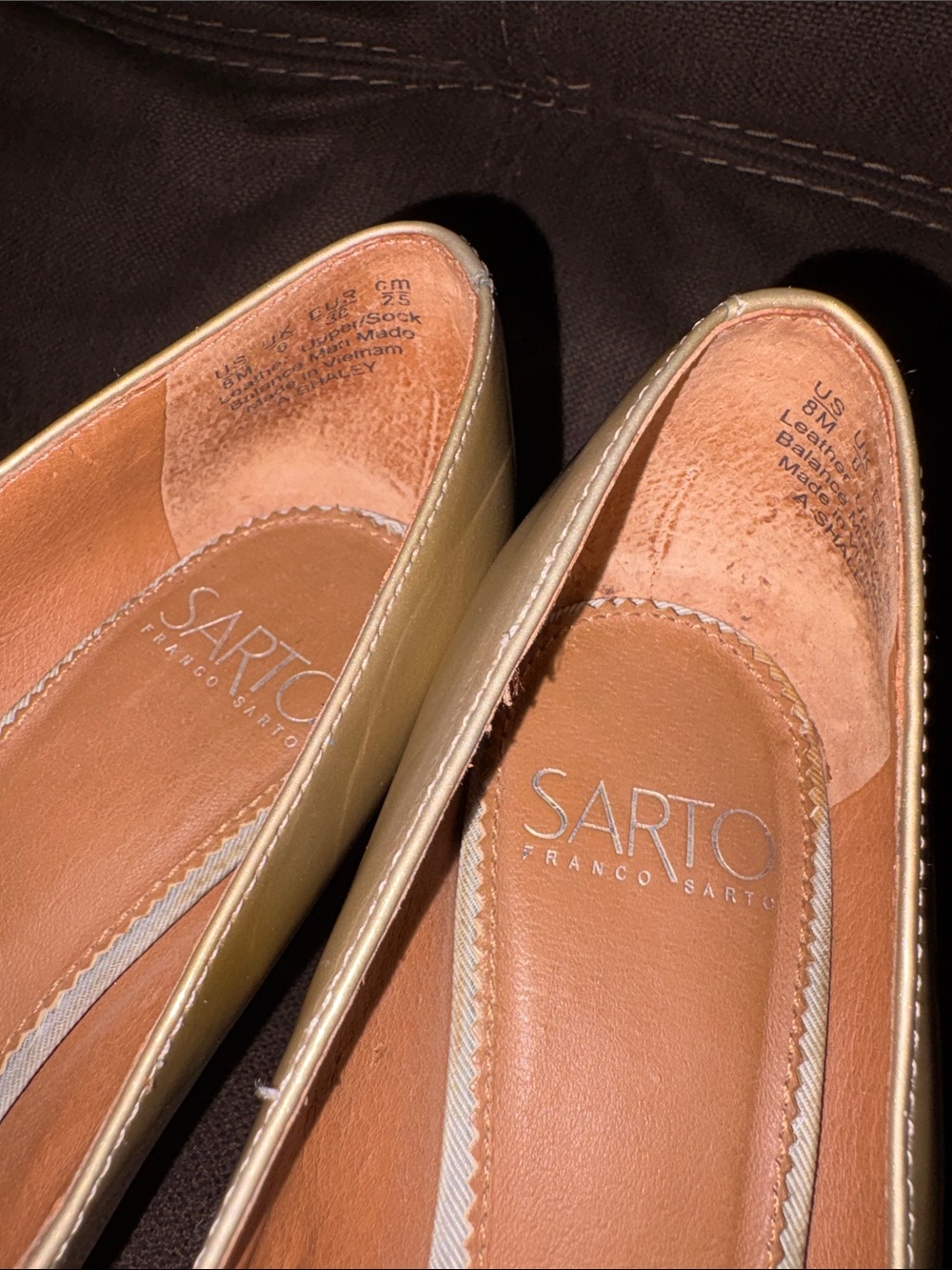 SARTO By Franco Sarto Metallic Gold Pointed Toe Pumps - Picture 4 of 4